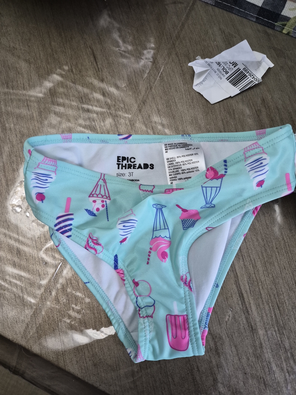 Epic Threads Aqua Ice Cream & Popsicle Print Swim Bottoms